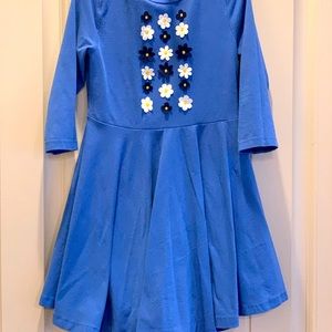 Adorable long sleeve dress with flower appliqués. Mini Boden size 6-7y.